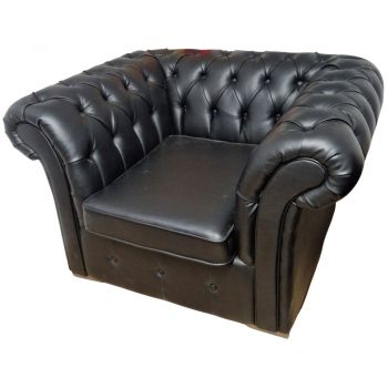 Fotoliu Chesterfield, 100x100x75cm, Cayenne 1114 Black, Glasspandoor