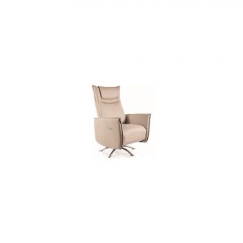 Fotoliu cu Recliner Electric Notos, 72x83-160x116 cm, Piele Sintetica, Beige