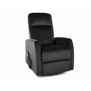 Fotoliu cu Recliner Electric Selle 152, 68x89-144x110 cm, Catifea Neagra