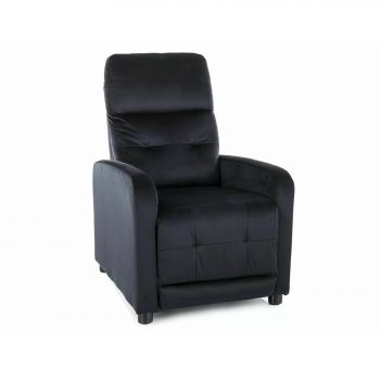 Fotoliu cu Recliner Otus, 66x92-144x100 cm, Catifea Neagra