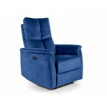 Fotoliu cu Recliner, Selle 129, 76x94-160x96 cm, Catifea, Albastru