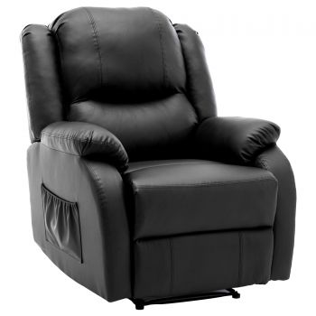 Fotoliu Relax Reclinabil Manual cu Suport pentru Picioare Integrat și Buzunar Lateral, 80Lx90Px100Î cm, Negru