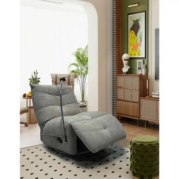 Fotoliu Seger cu Recliner, Balansoar si Suport Telefon, 86x104x100 cm, Stofa, Beige