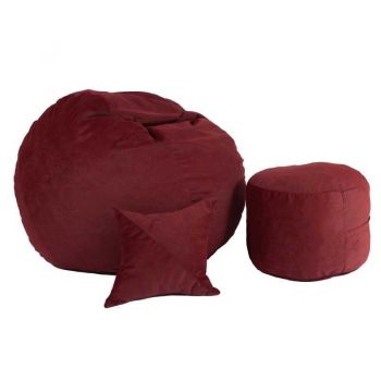 Set Fotoliu Matusalem cu Otoman (suport picioare) si Perna, Material Textil - Sour Cherry