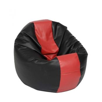 Fotoliu Relaxo XL , Material Piele ecologica - Black & Red