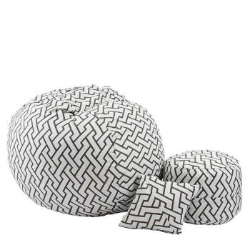 Set Fotoliu King Size cu Otoman (suport picioare) si Perna, Material Textil - Zappity Charcoal