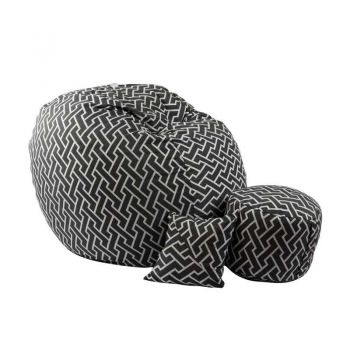 Set Fotoliu King Size cu Otoman (suport picioare) si Perna, Material Textil - Zippity Charcoal