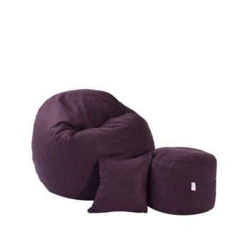 Set Fotoliu Matusalem cu Otoman (suport picioare) si Perna, Material Textil - Zappity Purple