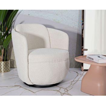 Fotoliu rotativ Torino Cream Swivel, Mauro Ferretti, 70x72x75 cm, fier/poliester, crem Fotoliu rotativ Torino Cream Swivel, Mauro Ferretti, 70x72x75 cm, fier/poliester, crem