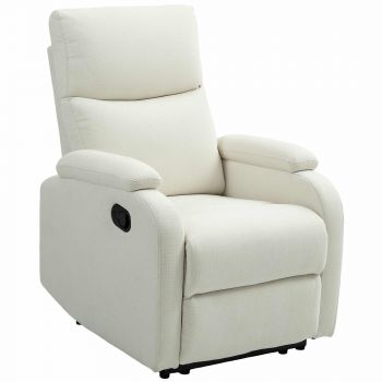 HOMCOM Fotoliu Recliner din In cu Suport Reglabil pentru Picioare, 69x91,5x103 cm, Alb crem | Aosom Romania