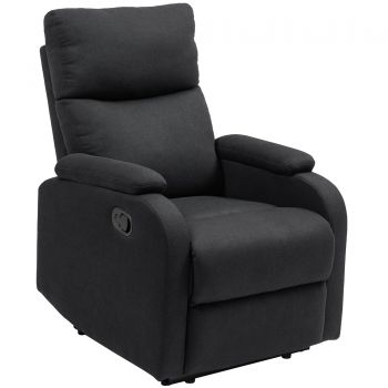 HOMCOM Fotoliu Recliner din In cu Suport Reglabil pentru Picioare, 69x91,5x103 cm, Negru | Aosom Romania