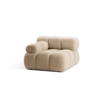 Modul stanga pentru canapea modulara, 1 loc, Bellis-213, Micadoni Home, 94x94x70 cm, tesatura boucle, bej sand