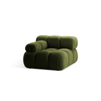 Modul stanga pentru canapea modulara, 1 loc, Bellis-213, Micadoni Home, 94x94x70 cm, tesatura boucle, verde