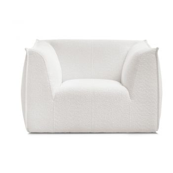Fotoliu alb cu tapițerie din țesătură bouclé Giorgia – Bobochic Paris Fotoliu alb cu tapițerie din țesătură bouclé Giorgia – Bobochic Paris