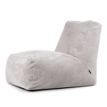 Fotoliu bean bag gri deschis cu tapițerie din catifea reiată Tube – SLOWDOWN Fotoliu bean bag gri deschis cu tapițerie din catifea reiată Tube – SLOWDOWN
