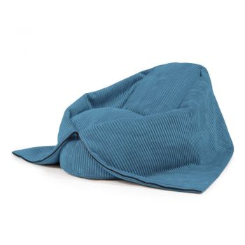 Fotoliu puf pentru copii albastru cu tapițerie din catifea reiată Cocoon 100 – SLOWDOWN Fotoliu puf pentru copii albastru cu tapițerie din catifea reiată Cocoon 100 – SLOWDOWN