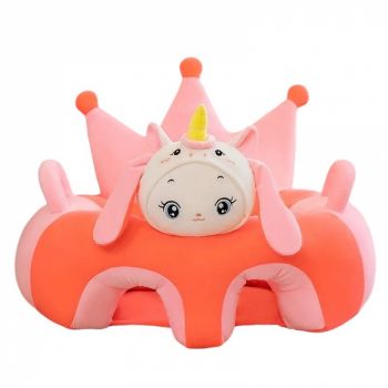 Fotoliu bebe cu spatar si suport de picioare Royal Crown Baby Unicorn roz Fotoliu bebe cu spatar si suport de picioare Royal Crown Baby Unicorn roz