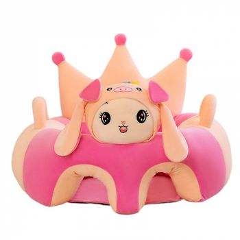 Fotoliu bebe cu spatar si suport de picioare Royal Crown Puppy, Catelusa roz Fotoliu bebe cu spatar si suport de picioare Royal Crown Puppy, Catelusa roz