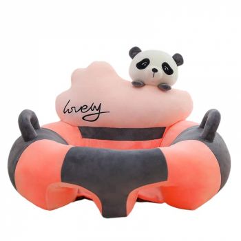 Fotoliu bebelusi cu spatar si suport picioare Lovely Panda roz cu gri Fotoliu bebelusi cu spatar si suport picioare Lovely Panda roz cu gri