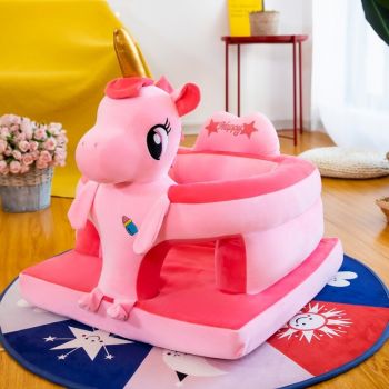 Fotoliu de sustinere bebe, din plus, cu placa de burete - Unicorn roz Fotoliu de sustinere bebe, din plus, cu placa de burete - Unicorn roz