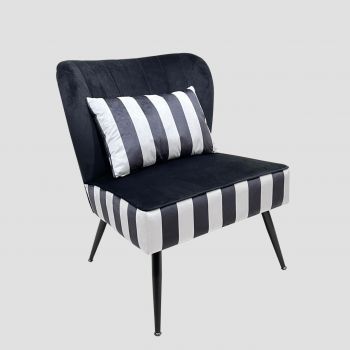 Fotoliu Eloya, Homla, 75.5x71x86 cm, MDF/catifea din poliester, negru/alb Fotoliu Eloya, Homla, 75.5x71x86 cm, MDF/catifea din poliester, negru/alb