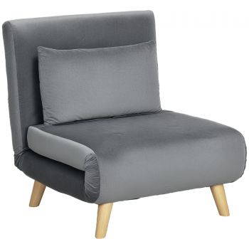 HOMCOM Fotoliu 2 în 1, Fotoliu de Relaxare, Pat de Oaspeți, 72 cm x 78 cm x 79 cm, Gri | Aosom Romania HOMCOM Fotoliu 2 în 1, Fotoliu de Relaxare, Pat de Oaspeți, 72 cm x 78 cm x 79 cm, Gri | Aosom Romania