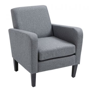HOMCOM Fotoliu de o persoana, Fotoliu de relaxare, Fotoliu capitonat cu picioare din lemn, Material textil aspect de in, 66 x 72 x 74 cm, Gri deschis | Aosom Romania HOMCOM Fotoliu de o persoana, Fotoliu de relaxare, Fotoliu capitonat cu picioare din lemn, Material textil aspect de in, 66 x 72 x 74 cm, Gri deschis | Aosom Romania