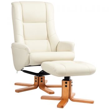 HOMCOM Fotoliu de Relaxare cu Taburet, Funcție de Culcare, Piele Ecologică, până la 150 kg, 71 x 84 x 102 cm, Crem | Aosom Romania HOMCOM Fotoliu de Relaxare cu Taburet, Funcție de Culcare, Piele Ecologică, până la 150 kg, 71 x 84 x 102 cm, Crem | Aosom Romania