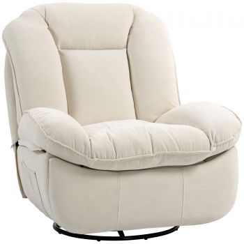 HOMCOM Scaun de relaxare, reglabil, 104x100x102cm / 164x76cm, Alb cremos | Aosom Romania HOMCOM Scaun de relaxare, reglabil, 104x100x102cm / 164x76cm, Alb cremos | Aosom Romania