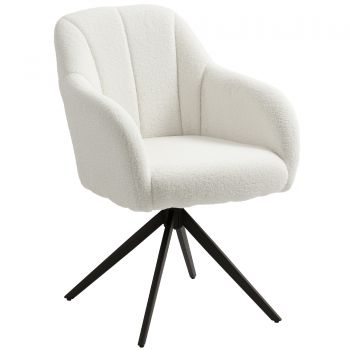 HOMCOM Scaun de salon pivotant captusit confortabil picior de otel si material polar alb | Aosom Romania HOMCOM Scaun de salon pivotant captusit confortabil picior de otel si material polar alb | Aosom Romania